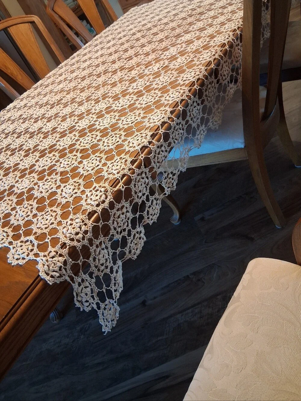 Vintage hand-crocheted tablecloth‎ or bed coverlet